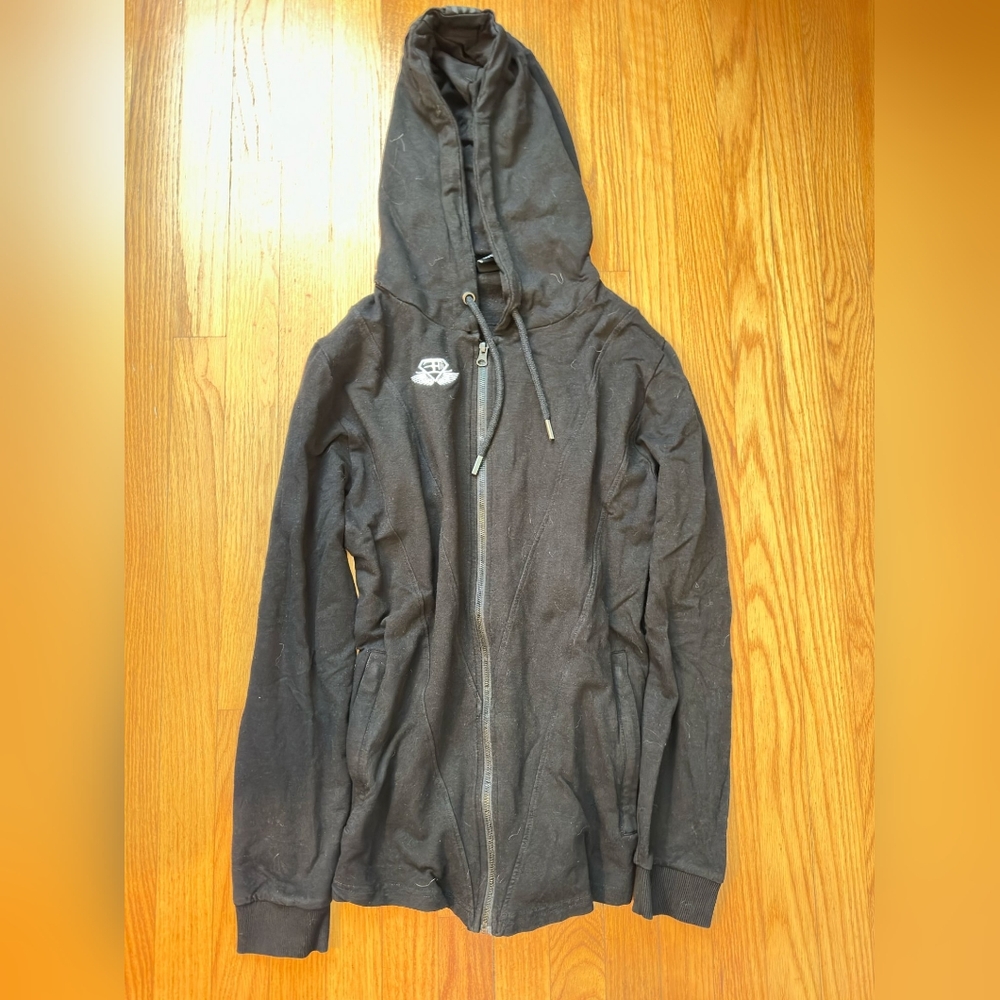 Black Zip-Up Hoodie And Jogger Set with Logo